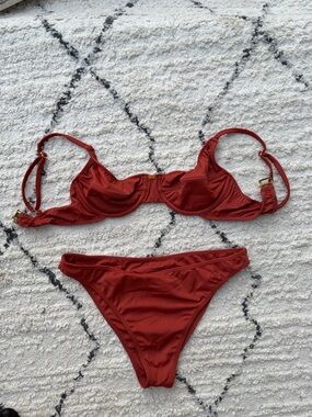 Underwire Bikini Set in Rust Red - Women Swim